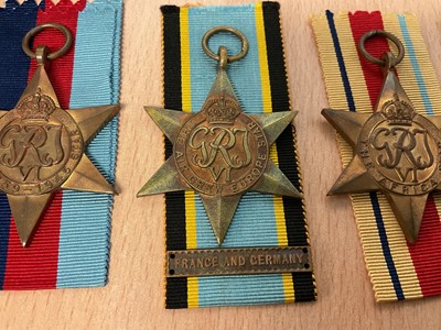 Lot 39 - Second World War casualty medal group comprising 1939 – 1945 Star, Air Crew Europe Star with France and Germany clasp, Africa Star, Defence and War medals