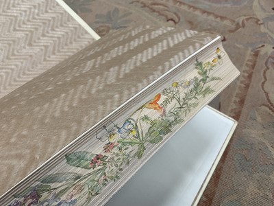 Lot 1702 - Fore-Edge painting - Sarah Bunney - Illustrated book on Herbs, in fine painted vellum binding, slip case