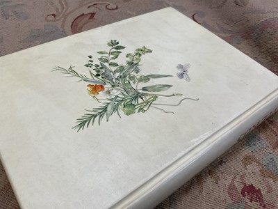 Lot 1702 - Fore-Edge painting - Sarah Bunney - Illustrated book on Herbs, in fine painted vellum binding, slip case