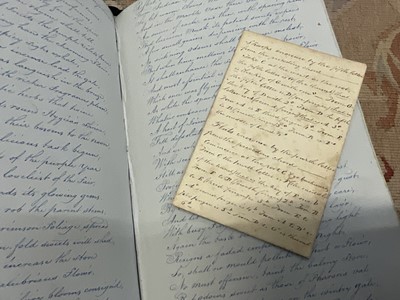 Lot 1710 - Fine quality William IV lady’s jottings album, with butterfly painting, handwritten recipes, etc