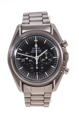Lot 701 - Omega Speedmaster Professional stainless steel wristwatch 'The First Watch Worn on The Moon'