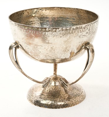Lot 375 - Early 20th century Scottish Arts & Crafts silver planished pedestal dish.