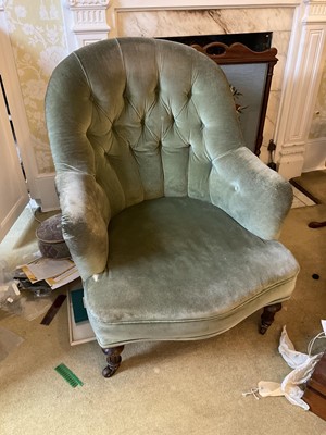 Lot 1510 - Victorian tub shaped button upholstered armchair