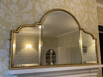 Lot 1508 - 19th century gilt arched overmantel mirror