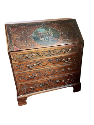 Lot 1515 - Late 19th century mahogany and polychrome painted bureau by EDWARDS & ROBERTS