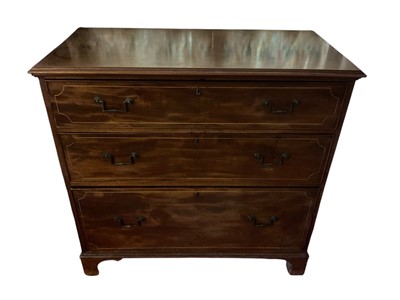 Lot 1519 - Regency mahogany and boxwood line inlaid three drawer chest