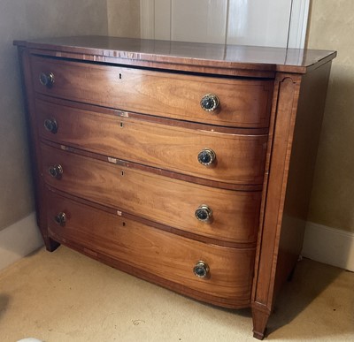 Lot 1524 - Regency mahogany and line inlaid bowfront chest of drawers