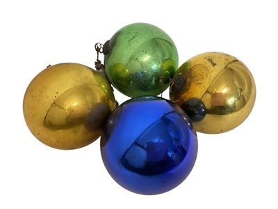 Lot 1110 - Four Victorian glass witches' balls (4)