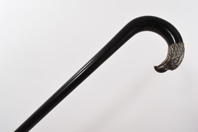 Lot 1029 - Good quality antique Continental silver mounted eagles head walking cane