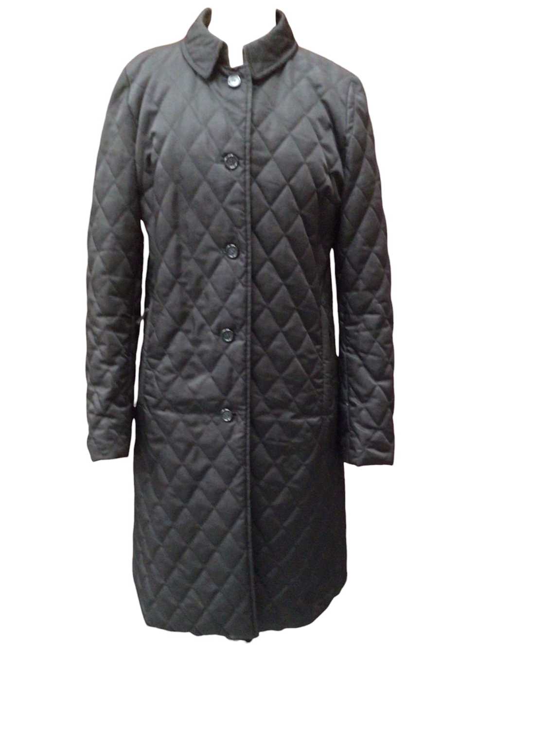 Lot 2093 - Burberry women's black quilted coat size medium