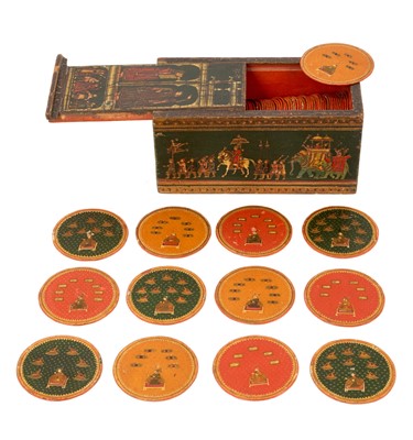 Lot 899 - Good complete set of 96 19th century Indian painted Ganjifa playing cards