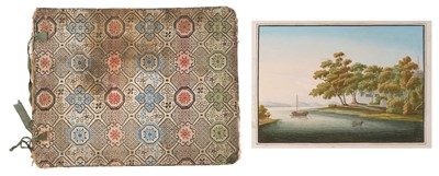 Lot 944 - 19th century Chinese album, comprising 11 gouache paintings of vessels in harbour, each titled