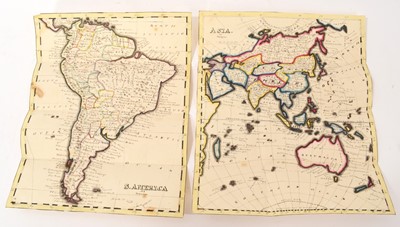 Lot 945 - Two 19th century hand drawn and painted maps, depicting Asia and S. America, inscribed 'By Seymour'