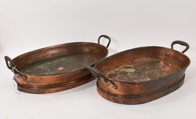 Lot 946 - Pair of 19th century copper twin handled oval pans