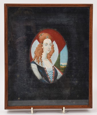 Lot 1109 - Unusual 17th century style portrait miniature on ivory