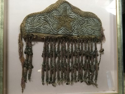 Lot 2113 - Metallic thread, star embroidered garment embellishment with tassels, possibly