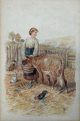 Lot 13 - After Myles Birkett Foster (1825 - 1899) pair of watercolours of women with cattle