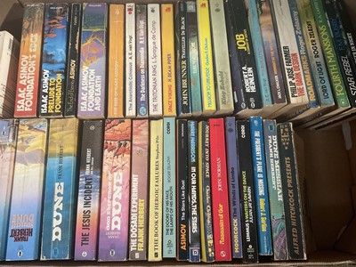 Lot 1650 - Sci Fi - Large collection of mainly 1907's Sci Fi paperbacks. Authors include Isaac Asimov. Robert Heinlein, Roger Zelany, Chrisopher Stasheff, H Beam Piper, A G Vog, Arthur C Clarke. Surreali...