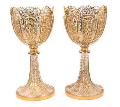 Lot 347 - Three Bohemian gilt decorated vases