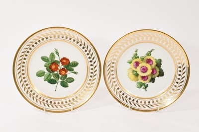 Lot 226 - Pair of Paris porcelain (Nast) flower painted plates, circa 1820