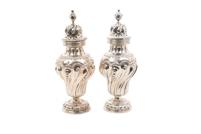 Lot 315 - Large pair of good quality Edwardian silver sugar casters London 1903