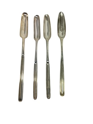 Lot 324 - Four Georgian silver marrow scoops
