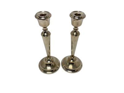 Lot 444 - Pair of contemporary silver candlesticks of large size