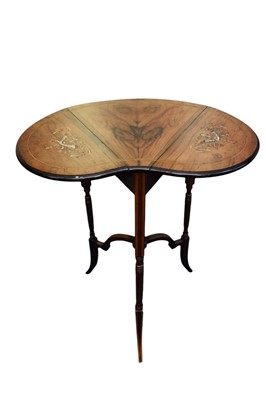 Lot 1695 - Edwardian rosewood and marquetry inlaid corner table