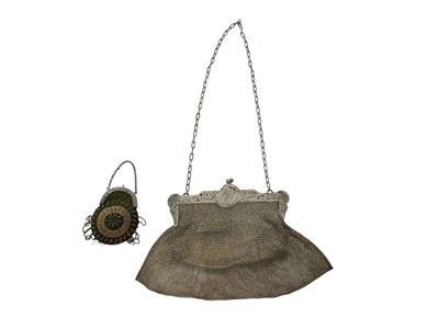 Lot 463 - White metal evening bag and a beadwork purse