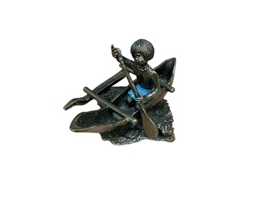 Lot 2488 - Bronze of a child in a boat