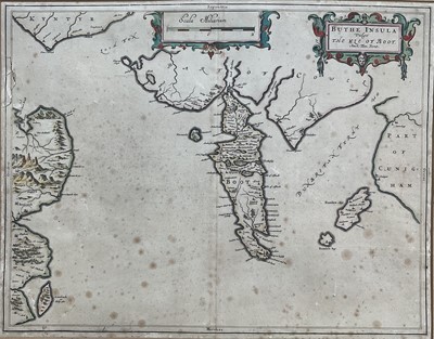 Lot 237 - Timothy Pont, 17th century hand coloured engraved map, the Isle of Bute, 'Buthe Insula Vulgo, The Yse Of Boot', 40cm x 52xm, mounted