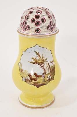 Lot 208 - French faience yellow ground sugar caster