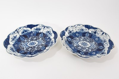 Lot 231 - Pair of Worcester lobed oval Kangxi Lotus pattern dishes, circa 1770