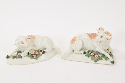 Lot 223 - Pair of Derby models of recumbent sheep, circa 1760