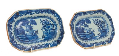 Lot 224 - Pair of London Delft small canted rectangular dishes, in Chinese style, circa 1780