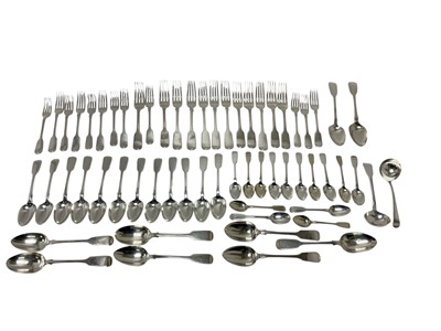 Lot 464 - Quantity of Georgian and later silver flatware.