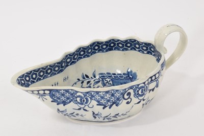 Lot 160 - Worcester Full Moon pattern lobed sauceboat, circa 1770