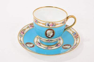 Lot 214 - Minton coffee cup and saucer, copying the Sèvres Empress Catherine II Service