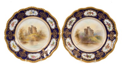 Lot 227 - Two Royal Worcester plates, painted with Invergarry Castle