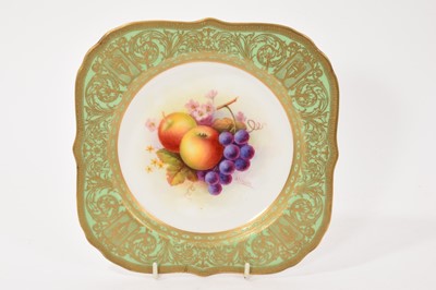 Lot 175 - Royal Worcester square plate, painted by Albert Schuck