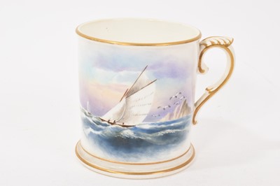 Lot 171 - Royal Worcester mug, painted by Rushton