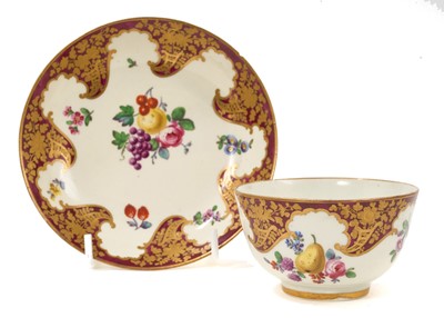 Lot 161 - Worcester tea bowl and saucer, painted in Hope Edwards style, the porcelain circa 1770