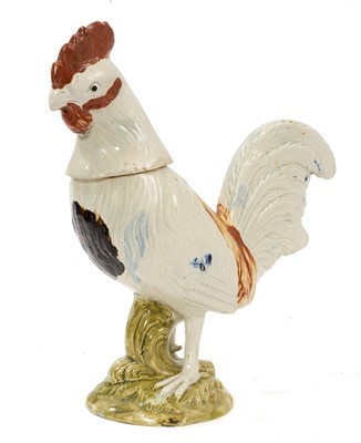 Lot 169 - Rare pearlware cockerel and cover, circa 1800