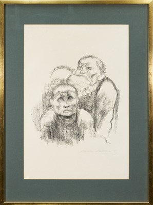 Lot 1380 - Käthe Kollwitz (1867-1945) lithograph - Gefangene, Musik Hörend (Prisoners listening to music), signed below image, 55cm x 37cm, in glazed frame