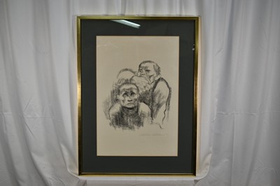 Lot 160 - Käthe Kollwitz (1867-1945) lithograph - Gefangene, Musik Hörend (Prisoners listening to music), signed below image, 55cm x 37cm, in glazed frame