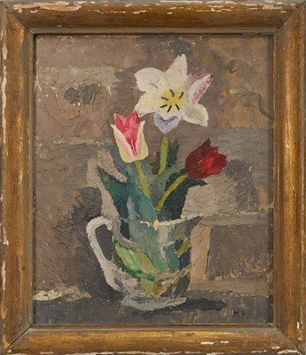 Lot 1066 - *Mary Potter (1900-1981) oil on canvas - Still Life Spring Flowers, initialled, 30cm x 25.5cm, in painted frame