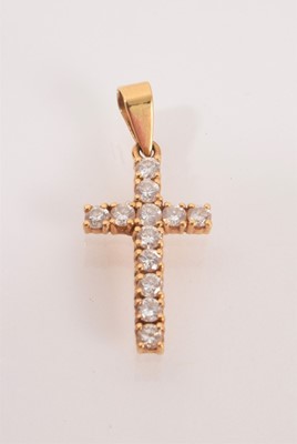 Lot 680 - 18ct gold diamond cross pendant