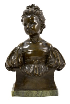 Lot 1091 - Alfred Drury (1859-1944) bronze bust, ‘The Age of Innocence’, signed