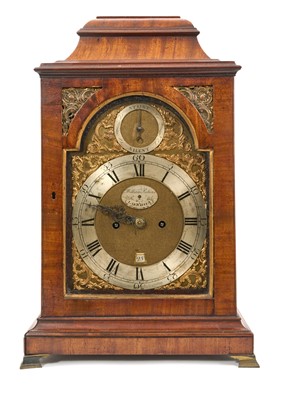 Lot 800 - 18th century mahogany cased bracket clock with arched brass dial signed William Robins, London