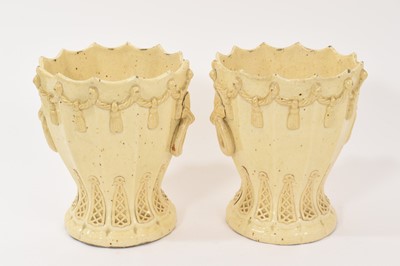 Lot 153 - Pair of creamware cache pots
